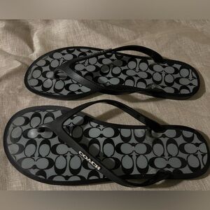 Black Coach Flip Flops